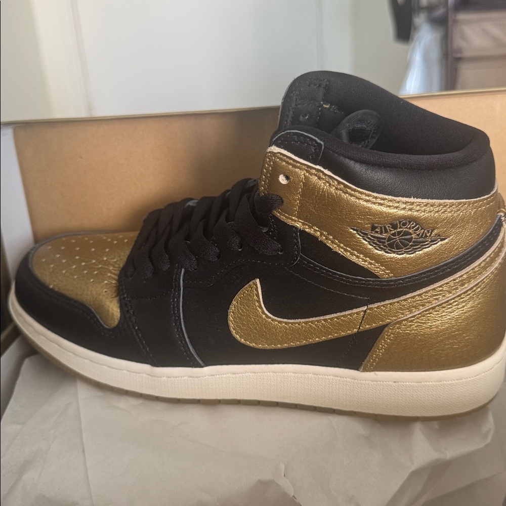 Air Jordan Black and Gold Sneakers